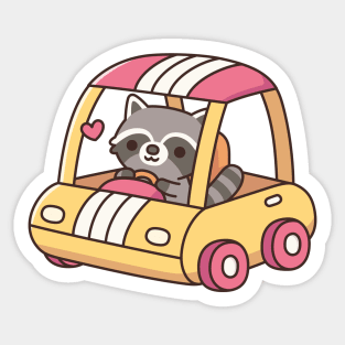 Cute Raccoon Driving A Car Sticker